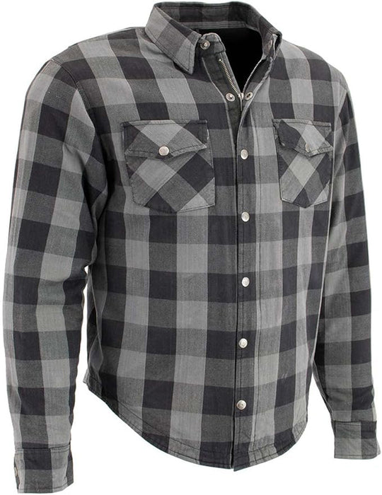 Milwaukee Leather Men's MPM1630 Plaid Flannel CE Approved Armor Biker Shirt