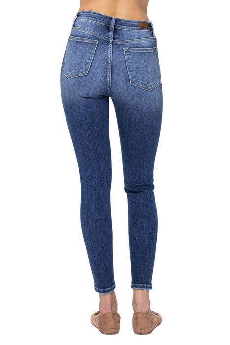 Judy Blue Women's High Rise Exposed Button Fly Skinny Jeans