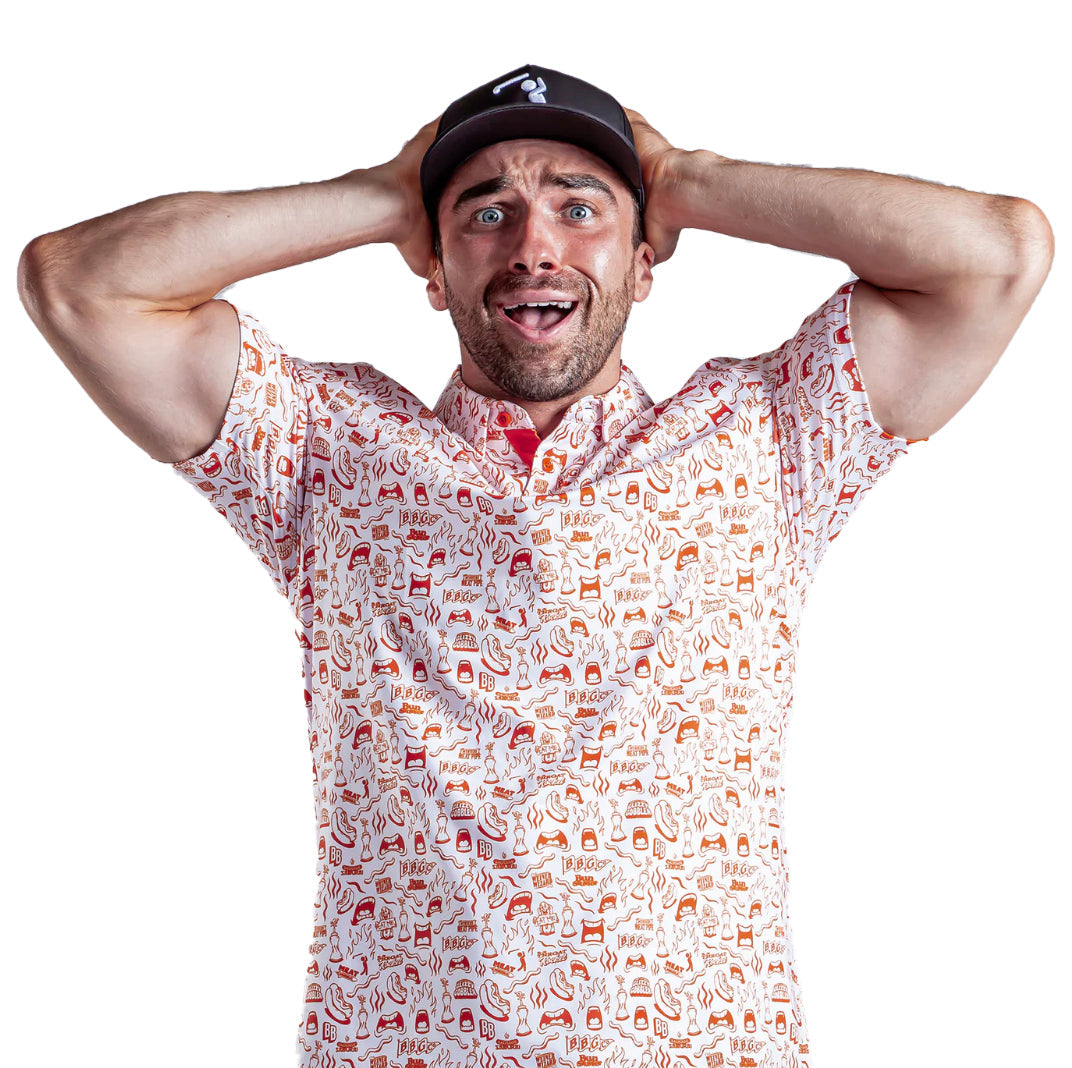 Bogey Bros Men's 4 Way Stretch Short Sleeve Golf Polo Shirt (Mixed, Glizzy Gobbler)
