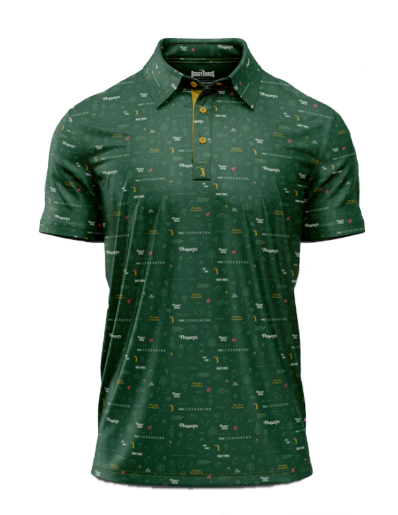 Bogey Bros Men's 4 Way Stretch Short Sleeve Golf Polo Shirt (Mixed, Peasants Green)