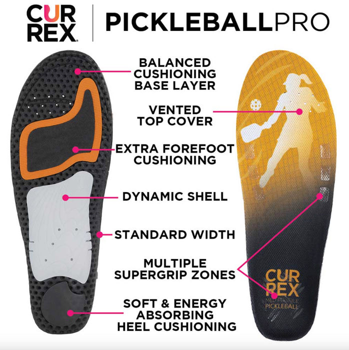 CURREX PickleballPro Shock Absorbing Arch Support Insoles for Shoes