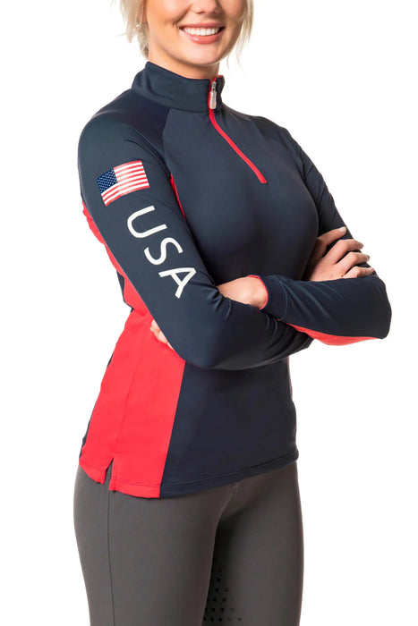 Kastel Denmark Women's Lightweight Crewneck Sun Shirt | 1/4 Zip Athletic Tops | UPF 30+ Protection