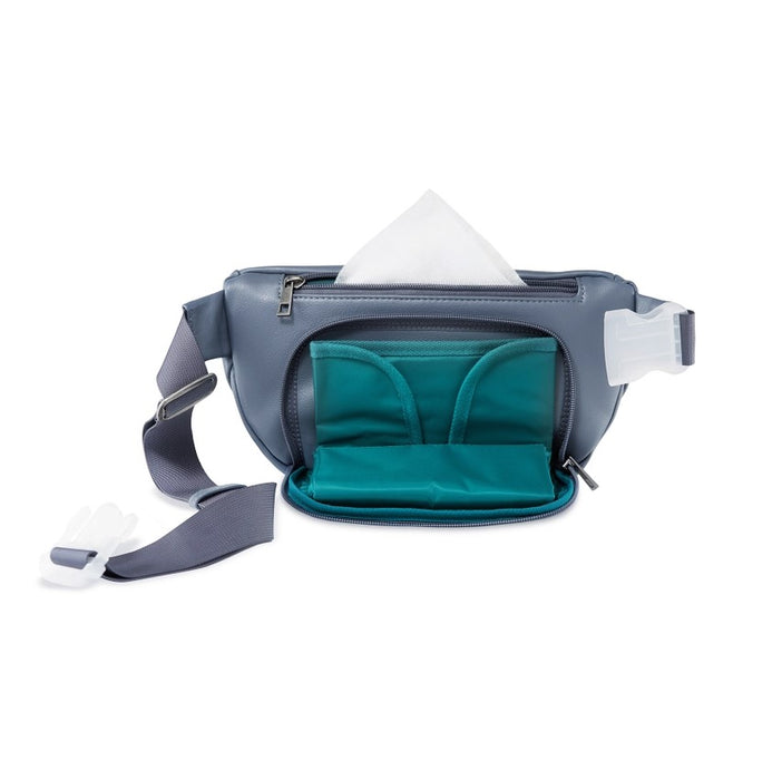 Kibou Vegan Premium Leather Fanny Pack Diaper Bag: With Detachable Compact Changing Pad & Baby Wipes Storage
