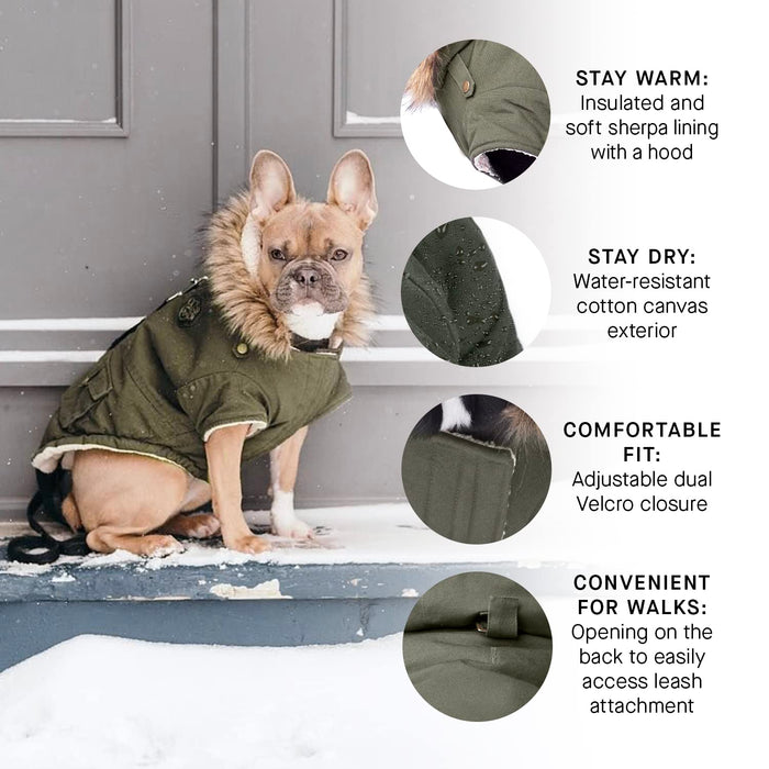 Canada Pooch Alaskan Army Parka Size 24 Army Green Insulated Dog Coat
