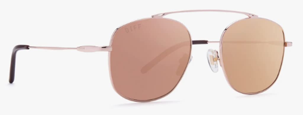 DIFF Eyewear Women's Asher Rose Gold + Brown Mirror Lens Sunglasses