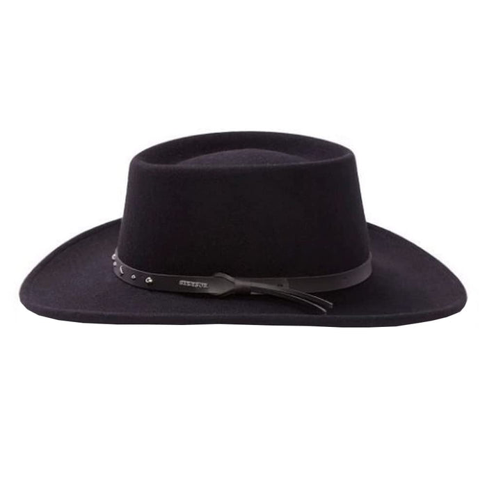 Stetson Black Hawk Wool Felt Western Hat Crushable Gambler Crown