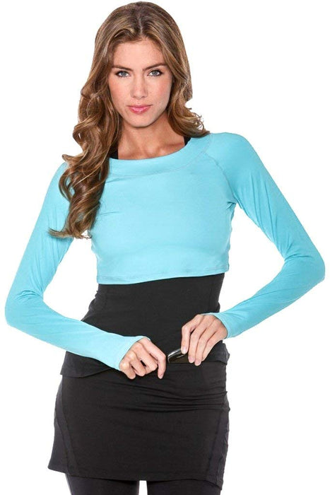 BloqUV Women's Large Light Turquoise Quick Dry Crop Top Long Sleeve Shirt