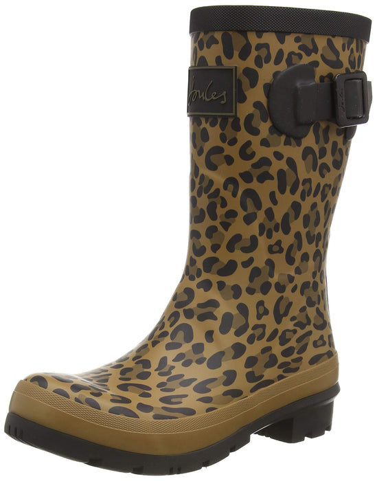 Joules Women's Molly Welly Tan Leopard Size 7 Mid Height Rain Boot