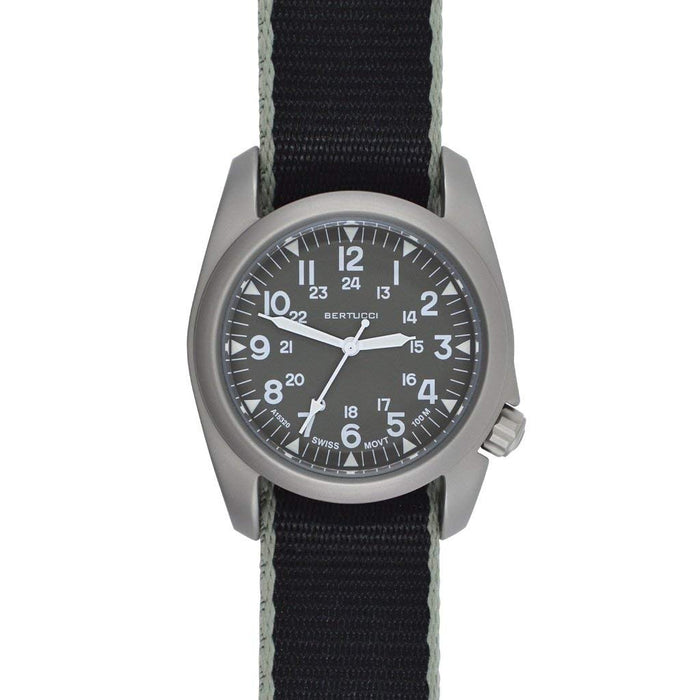 Bertucci A-2S Vintage Drab/Drab Black Comfort Webb Band 40mm Dial Field Watch