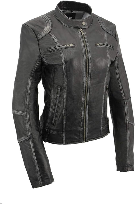 Milwaukee Leather Women's SFL2830 Black Sheepskin Leather Motorcycle Jacket