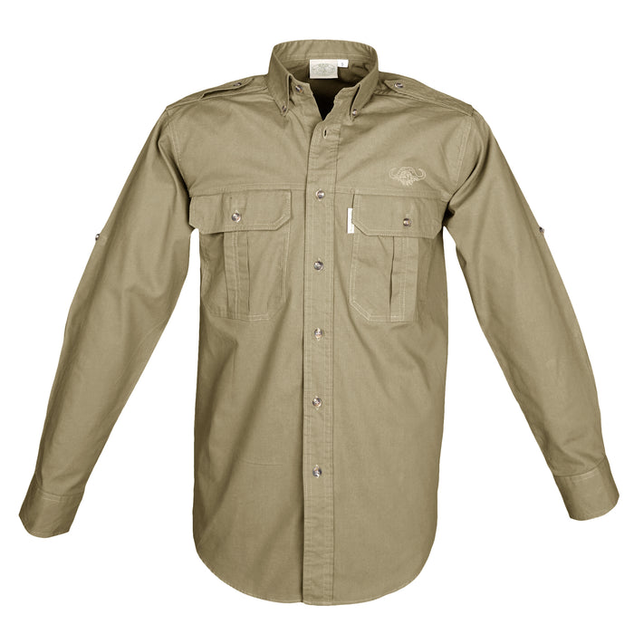 TAG Safari Men's Buffalo Logo Trail Long Sleeve Shirt w Chest Pockets