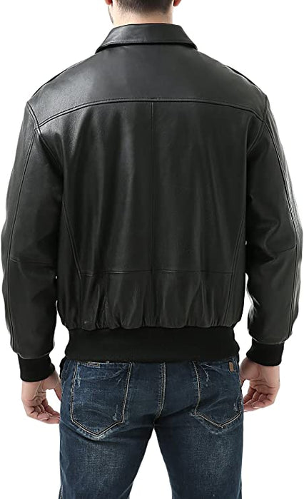 Landing Leathers Men's USA Air Force A-2 Leather Full-Zip Flight Bomber Jacket
