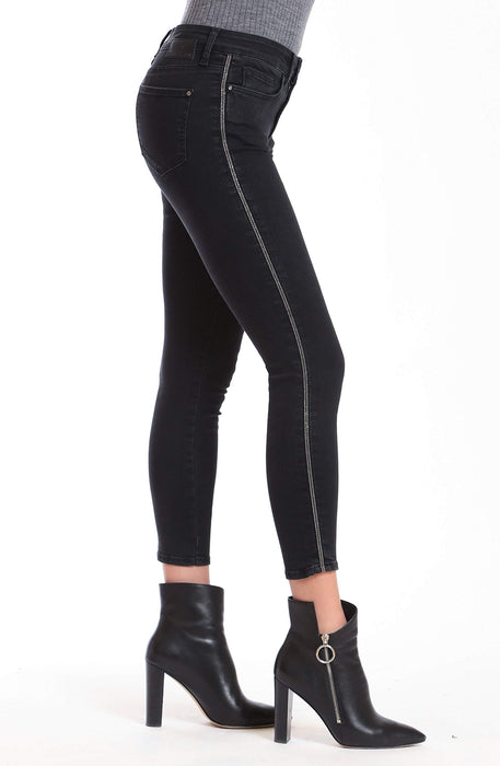 Mavi Women's Adriana Ankle Smoke Embelished 27/28 Mid Rise Super Skinny Jeans