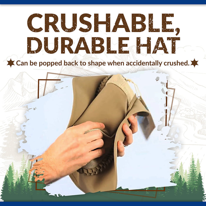 Conner Handmade Hats - Aussie Golf Soakable Mesh Hat, Crushable Safari Hat for Men