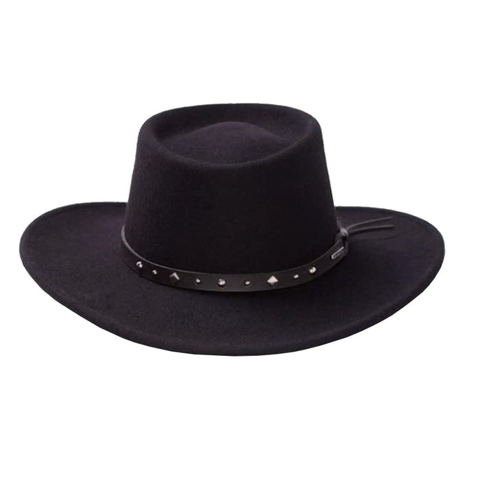 Stetson Black Hawk Wool Felt Western Hat Crushable Gambler Crown