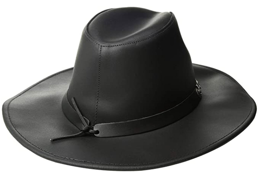 Henschel Black X-Large Dude Dakota Leather Hat w Conchos & Tie-Back Band