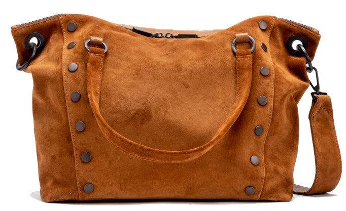Hammitt Daniel Large Mahogany Suede/Bronze Leather Tote Bag