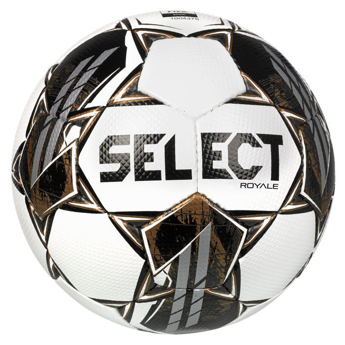 Select Royale V22 Soccer Ball White/Black/Gold Size 5 NFHS Approved