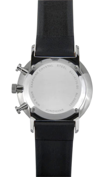 Junghans Men's Form C Chronoscope Quartz Matte Silver Watch Black Calfskin 41/4770.00