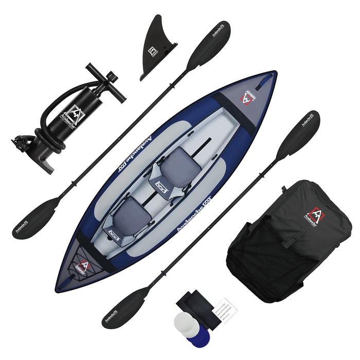 Avalanche 2-Person Voyager Inflatable Blue Kayak With Paddle, Seat, Carry Bag