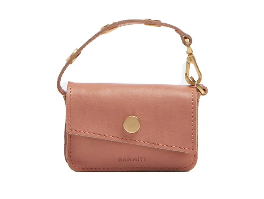Hammitt Women's Bag Charm Small Leather Purse With Strap Pink Sands/Brushed Gold Wallet