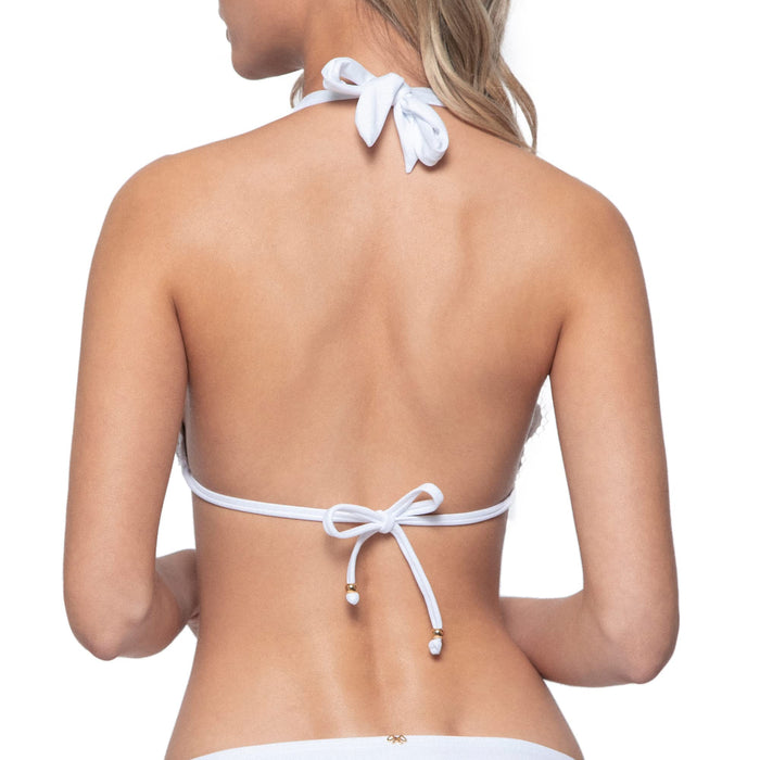 PQ Swim Women's Lace Halter Bikini Top - Adjustable Ties, Removable Padding