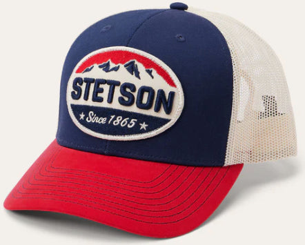 Stetson Embroidered Western Cowboy Americana Since 1865 Trucker Hat Blue/Red/White Cap