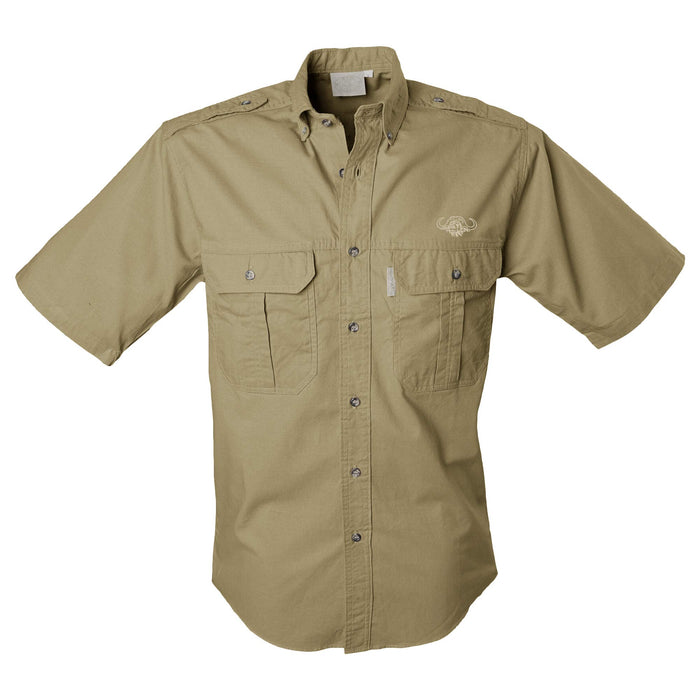 TAG Safari Men's Buffalo Logo Trail Short Sleeve Shirt w Chest Pockets