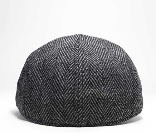 Boston Scally Co. The Peaky Grey Herringbone Newsboy Flat Cap Fitted Hat