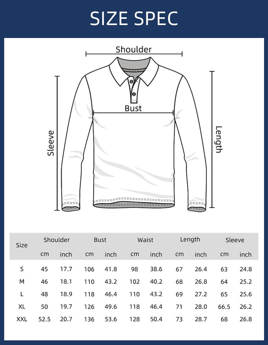 Enlision Long Sleeve Polo Shirts for Men Slim Fit Men's Cotton Polo T Shirts Casual Plaid Collar Shirt Long Sleeve Golf Polos