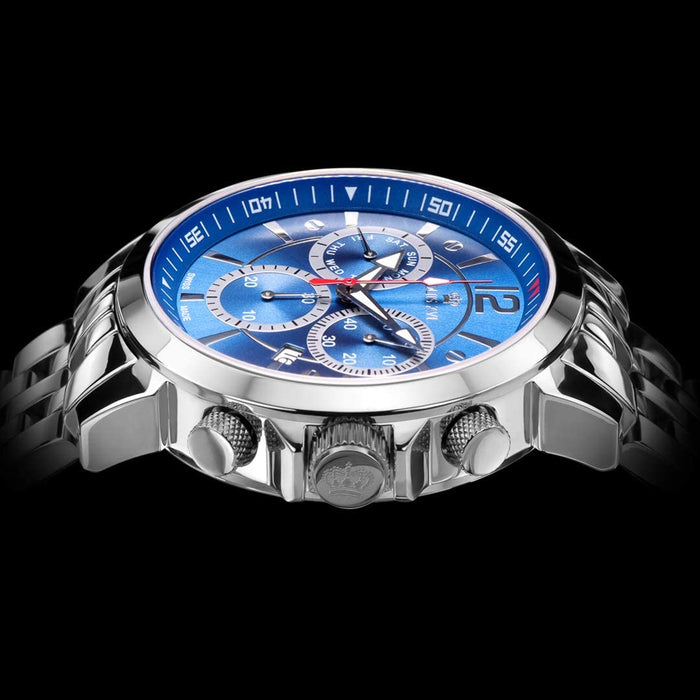 LOUIS XVI Men's Athos le Grand Silver/Blue Dial Swiss Made Analog Watch