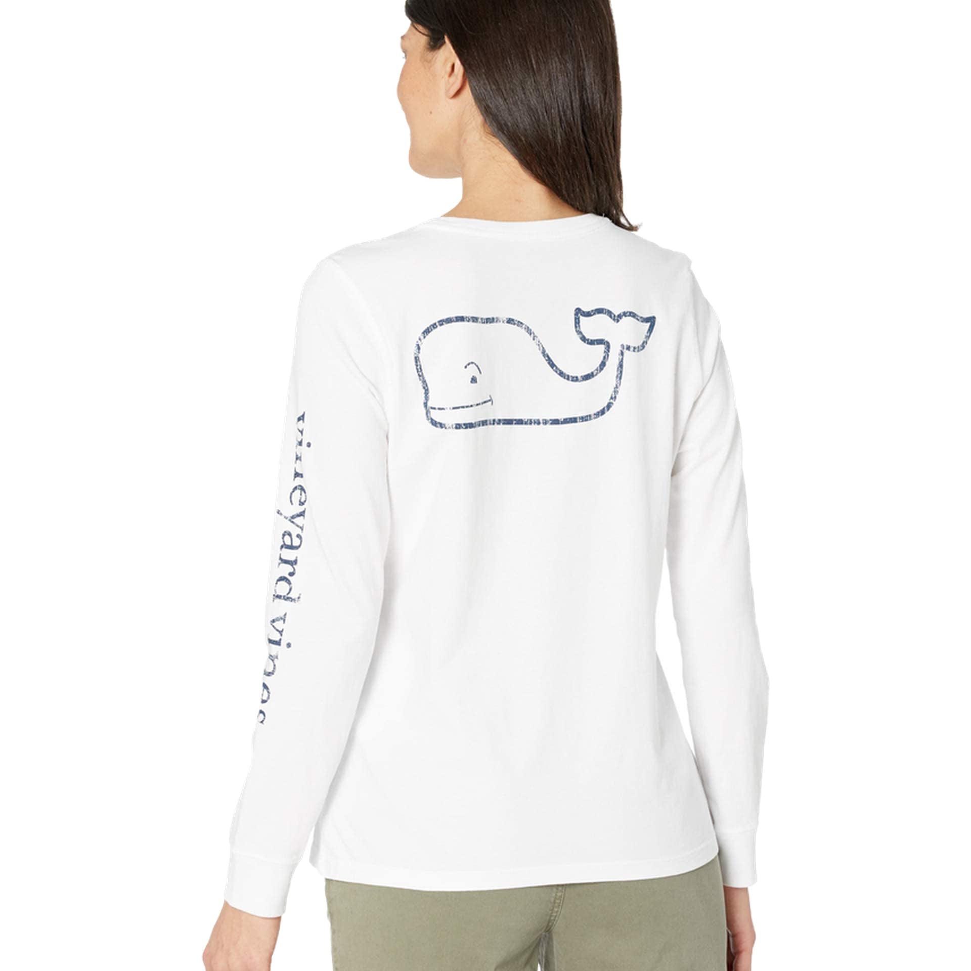 vineyard vines Women's Long-Sleeve Vintage Whale Pocket T-Shirt