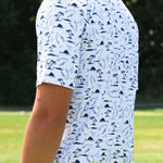 White Water Burgee Print Polo Breathable Short Sleeve Shirt - Sports by Sager
