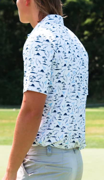 White Water Burgee Print Polo Breathable Short Sleeve Shirt - Sports by Sager