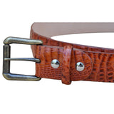 Caiman Crocodile Skin Belt - Cognac