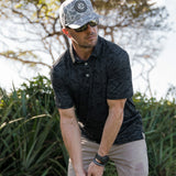 Burlebo Men's Performance Short Sleeve Polo Golf Shirt (Black Camo)