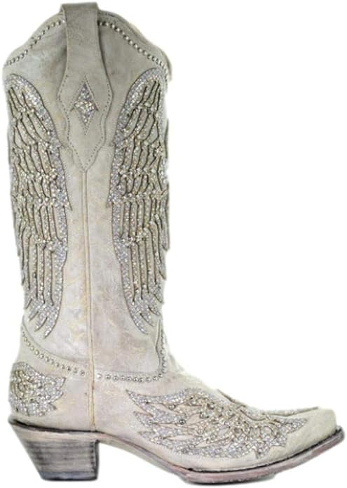 Corral Women's A3571 White Cross & Wings Snip Toe Western Boots