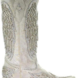 Corral Women's A3571 White Cross & Wings Snip Toe Western Boots