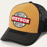 Stetson Embroidered Western Cowboy Americana Trucker Hat Tan/Black Cap