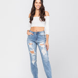 Judy Blue Jeans Women's Hi-Rise Boyfriend Destroyed Jeans