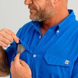 HUK Men's Tide Point Solid Short Sleeve Shirt, Fishing Button Down
