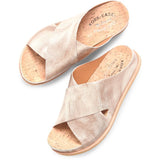 Tutsi Leather Slip-On Cross-Band Slide Sandal