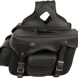 Milwaukee Leather SH66602 Black Leather Double Pocket PVC Motorcycle Saddlebag