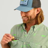 HUK Men's Tide Point Printed Short Sleeve Shirt, Fishing Button Down