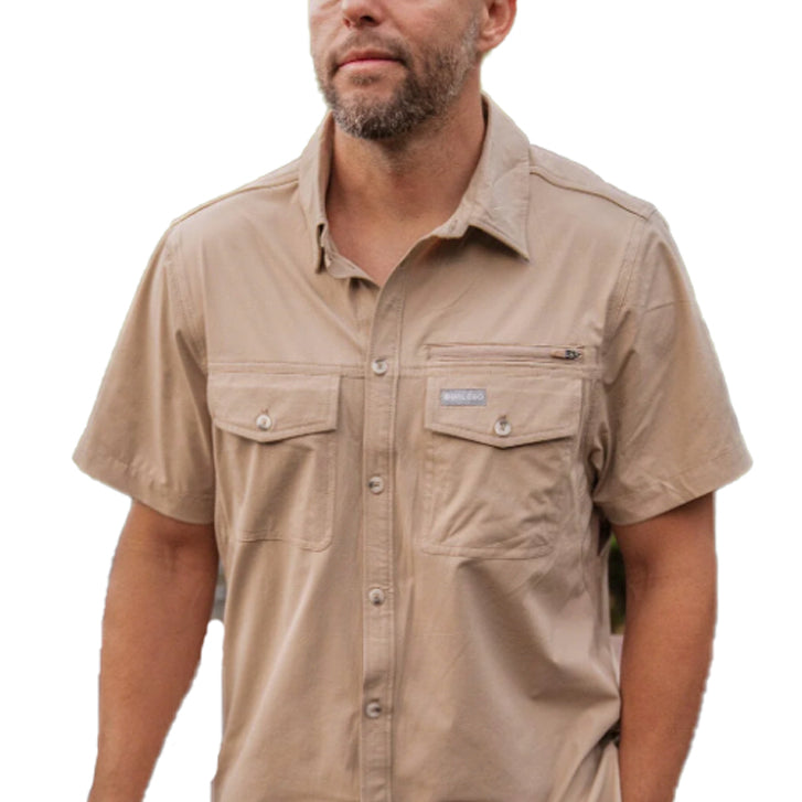 Burlebo Men's Performance Short Sleeve Button Up Fishing Shirt