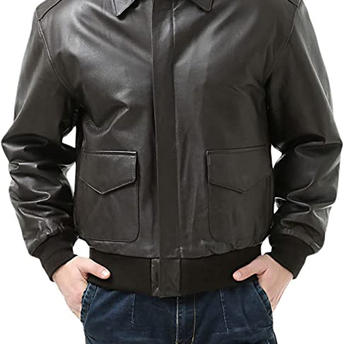 Landing Leathers Men's USA Air Force A-2 Leather Full-Zip Flight Bomber Jacket