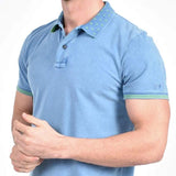 Eight X Indigo Jacquard Polo with Double Sided Print Collar Large Shirt