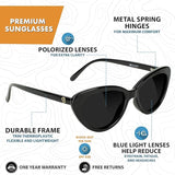 Glassy Selina Cateye Premium Polarized Sunglasses with Glare Reducing Lenses, 100% UV Protected