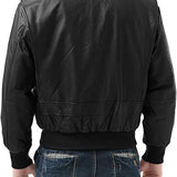 Landing Leathers Men's USA Navy G-1 Leather Full-Zip Flight Bomber Jacket