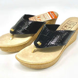 Island Slipper Women's Embossed Leather Vamp Thong Size 9 Sandals